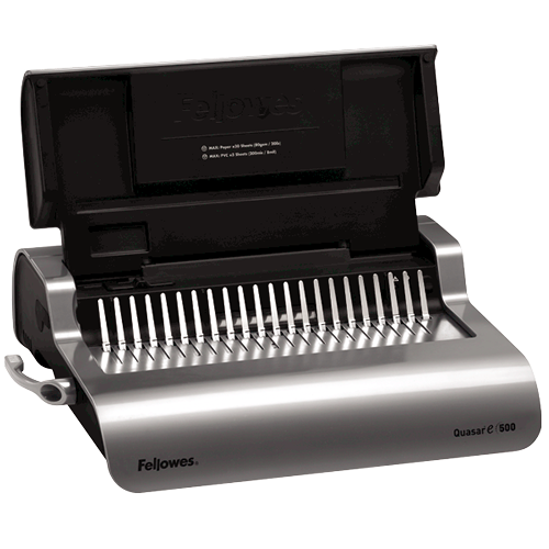 Quasar™ E 500 Electric Comb Binding Machine w/Starter Kit__QuasarE_hero_right_open_022315.png