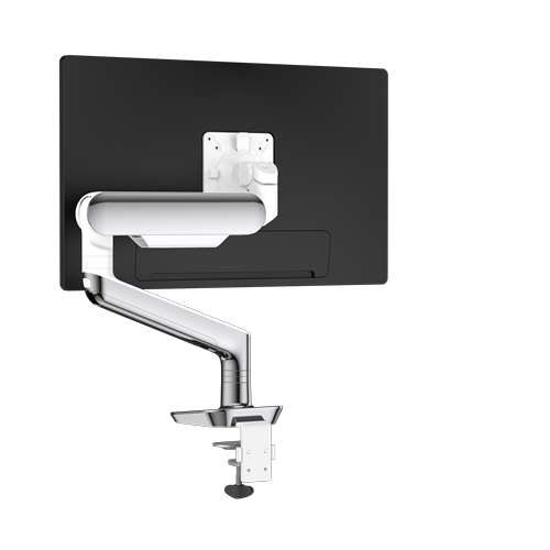 rising single monitor arm - polishec aluminum backview