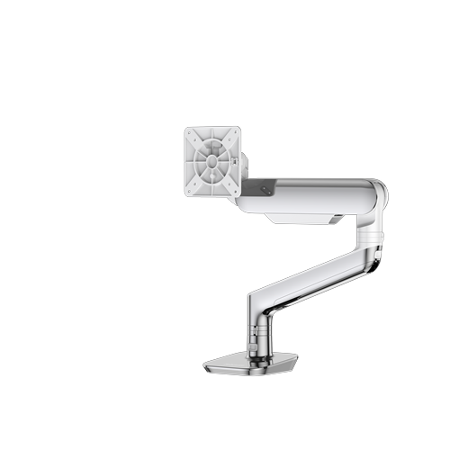 rising single monitor arm - polished aluminum frontview