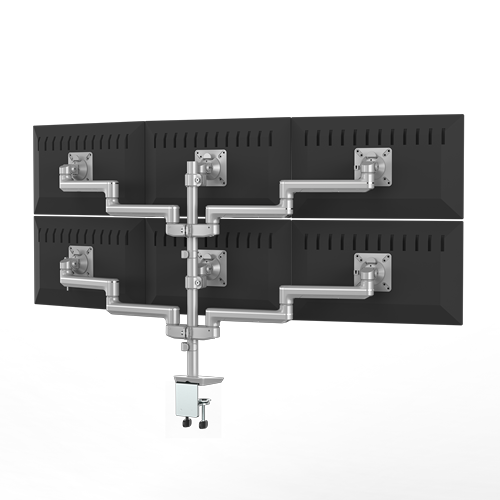 Sena Series Hex (6) Fixed + Fixed Monitor Arm, Silver__SenaEX6-FF-SLV-Screen-030424.png