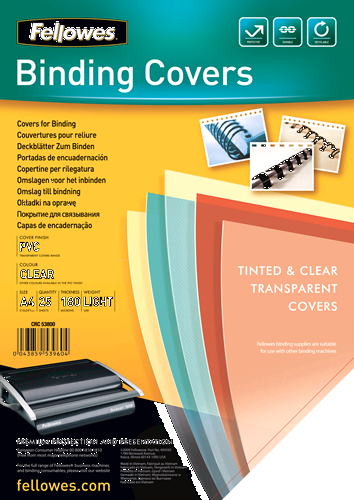 Capa em PVC transparente 180 mícrons Pack de 25 unid.