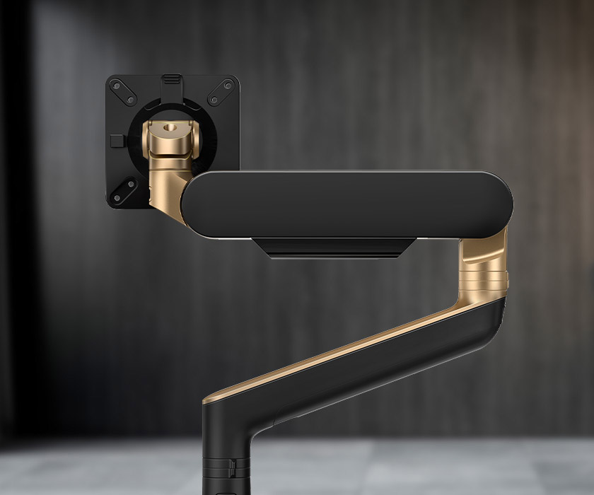Rising Monitor arm in Black and Copper